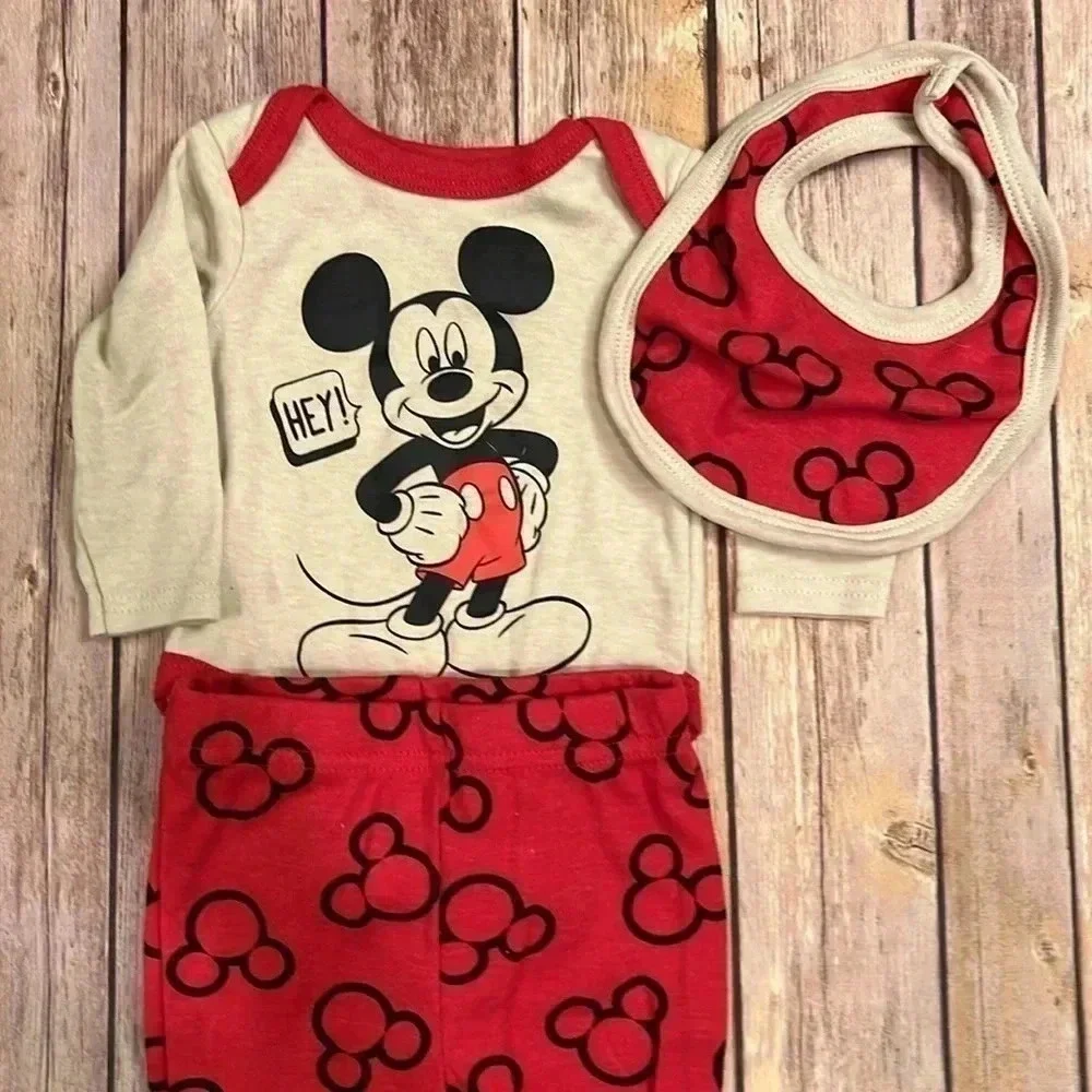 TWIN BUNDLE! Mikey Mouse set with bib | 0-3 Month - Picture 2 of 8